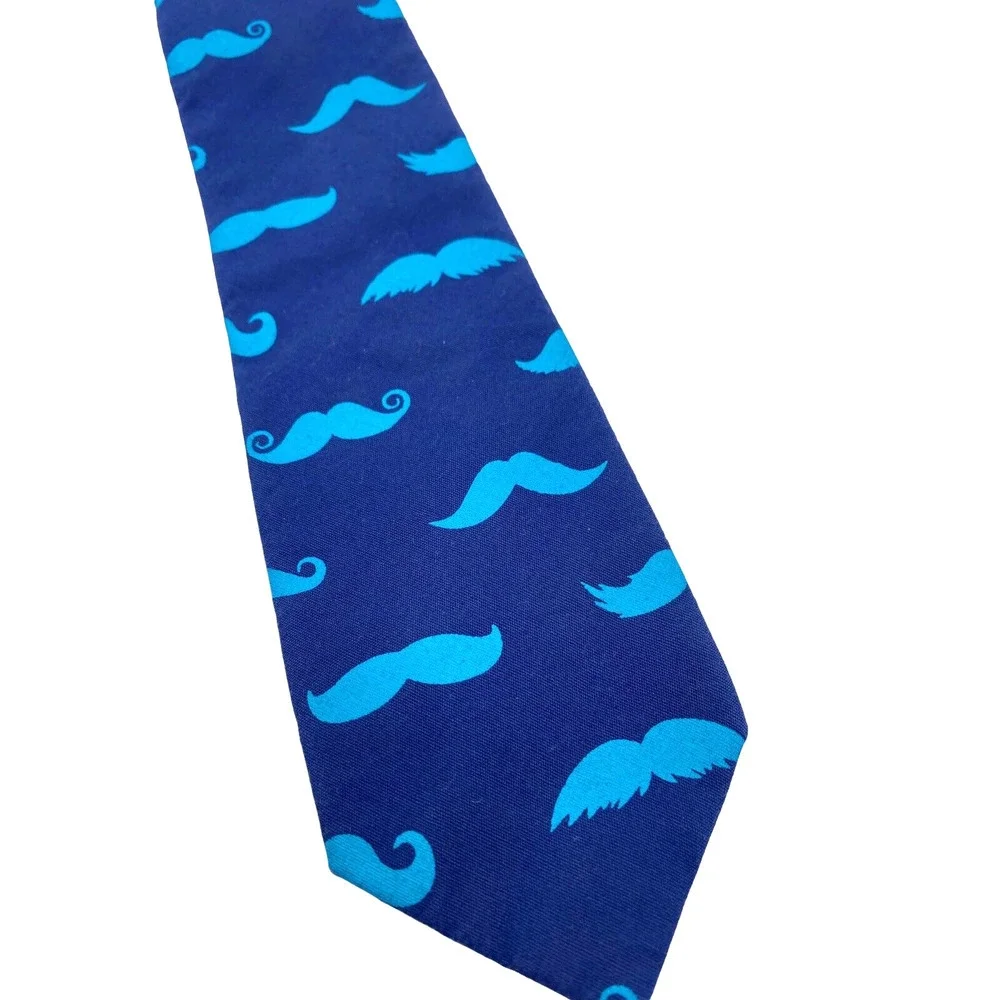 Old Navy Tie Medium Boys Blue Mustache Moustache Print Cotton